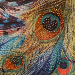 Jostar embellished tunic top, peacock details, size L